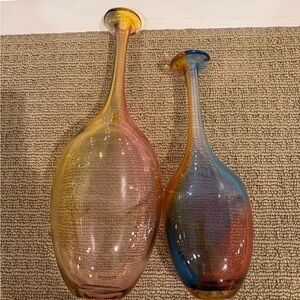 Kosta Boda Crystal bottle vase Kjell Engman model Fidji vase lot of 2